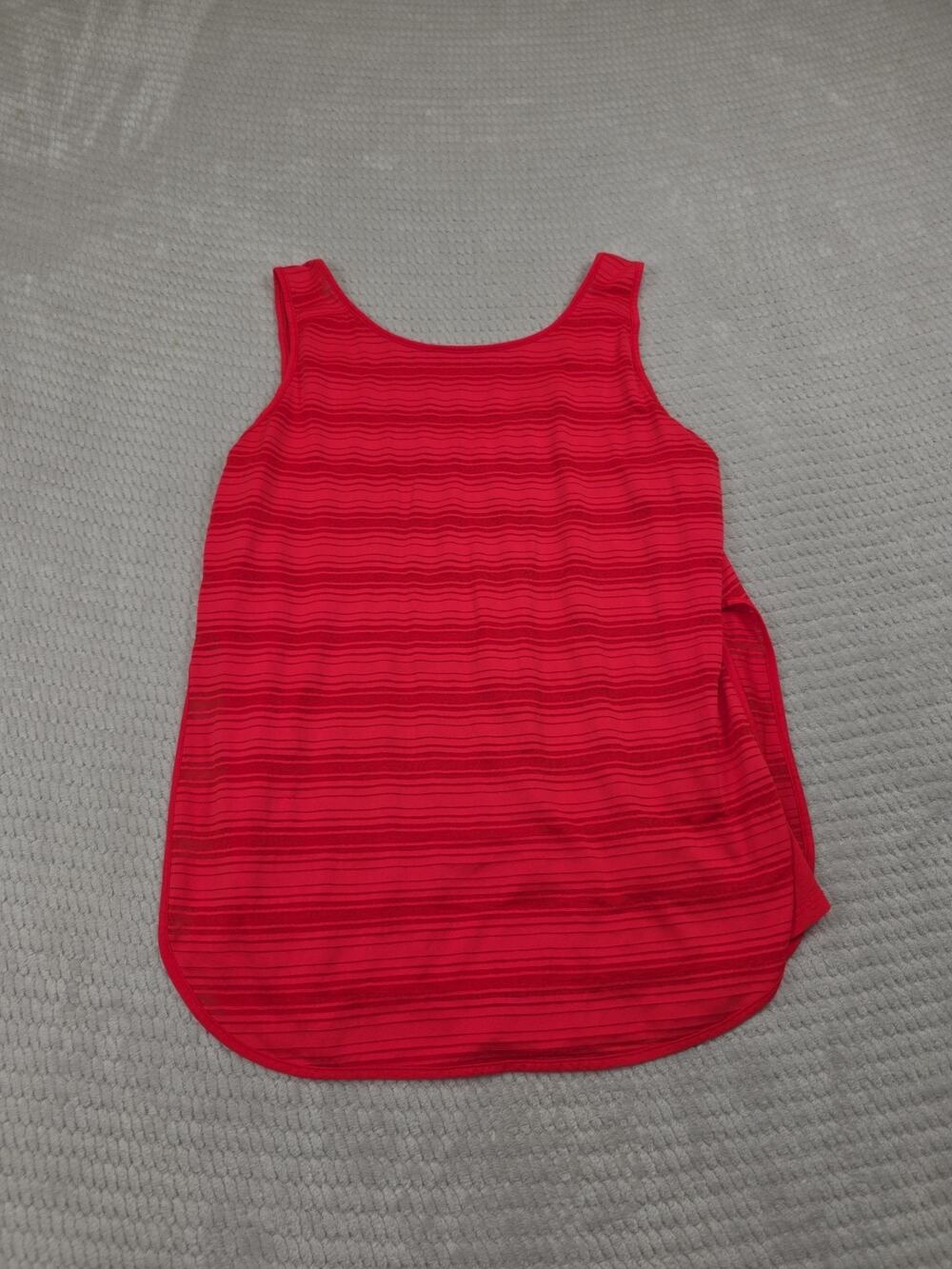 Athleta Shirt Womens Medium Sun Stripe Layered Tank Bright Red Scoop Back